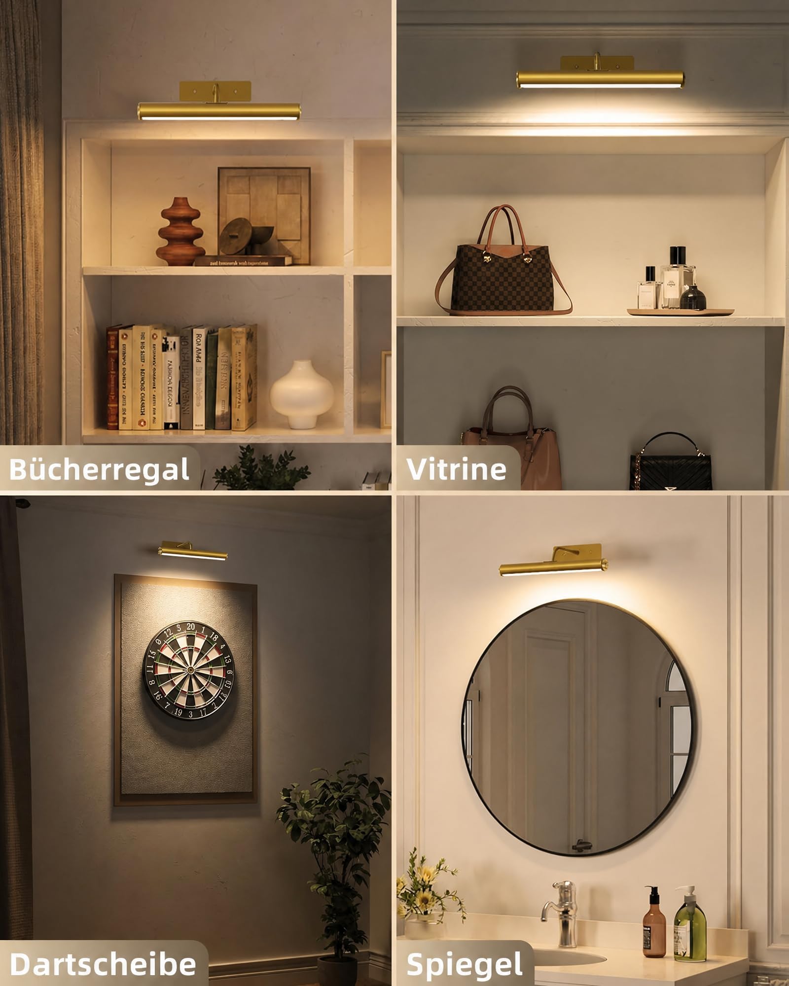 EZVALO Bilderleuchte Kabellos, 33 cm LED Bildbeleuchtung mit 4000mAh wiederaufladbarem Akku, Fernbedienung, Dimmbar, 3 Farbtemperaturen, Wandlampe für Bilder und Gemälde
