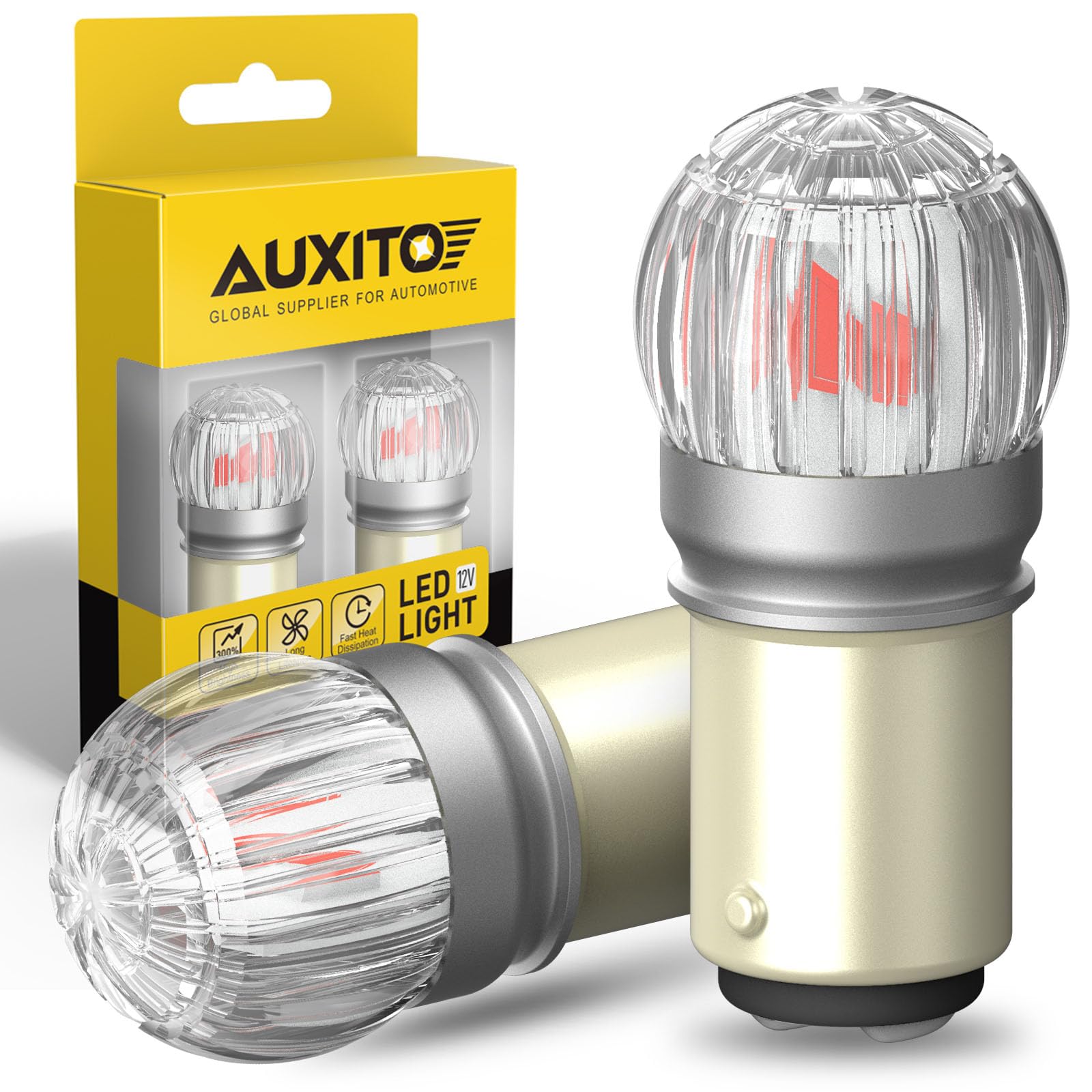 AUXITO 1156 LED Bulb Red, Brake Light 7506 P21W BA15S Super Bright for Rear Brake Lights Tail Lights, Pack of 2 Red 1156/7506