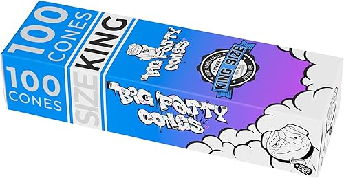 Big Fatty Cones - Conos preenrollados Papel de liar blanco natural sin blanquear RVTUS (Tamaño King, 100)