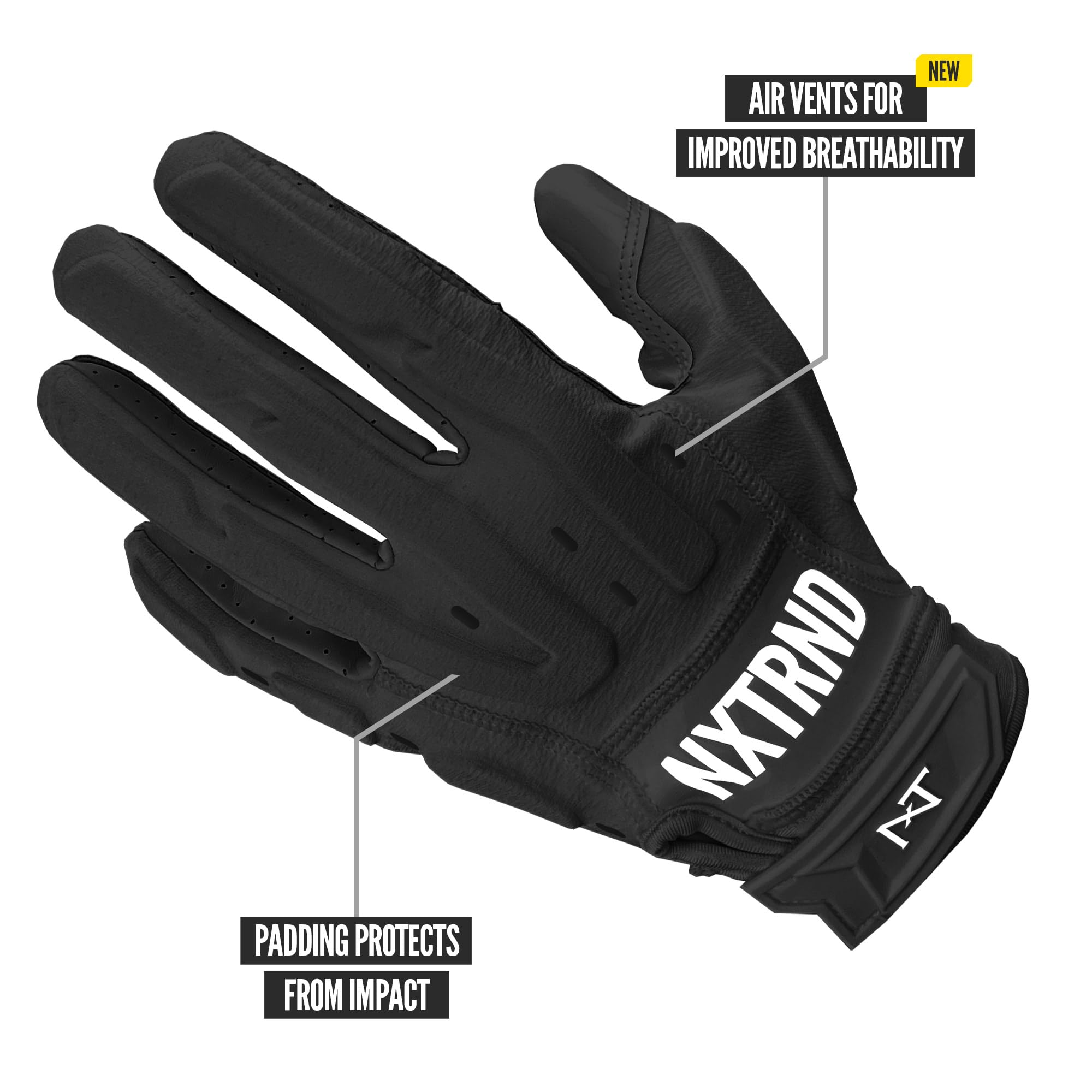 Nxtrnd G3 Pro Padded Football Gloves, Sticky Padded Receiver