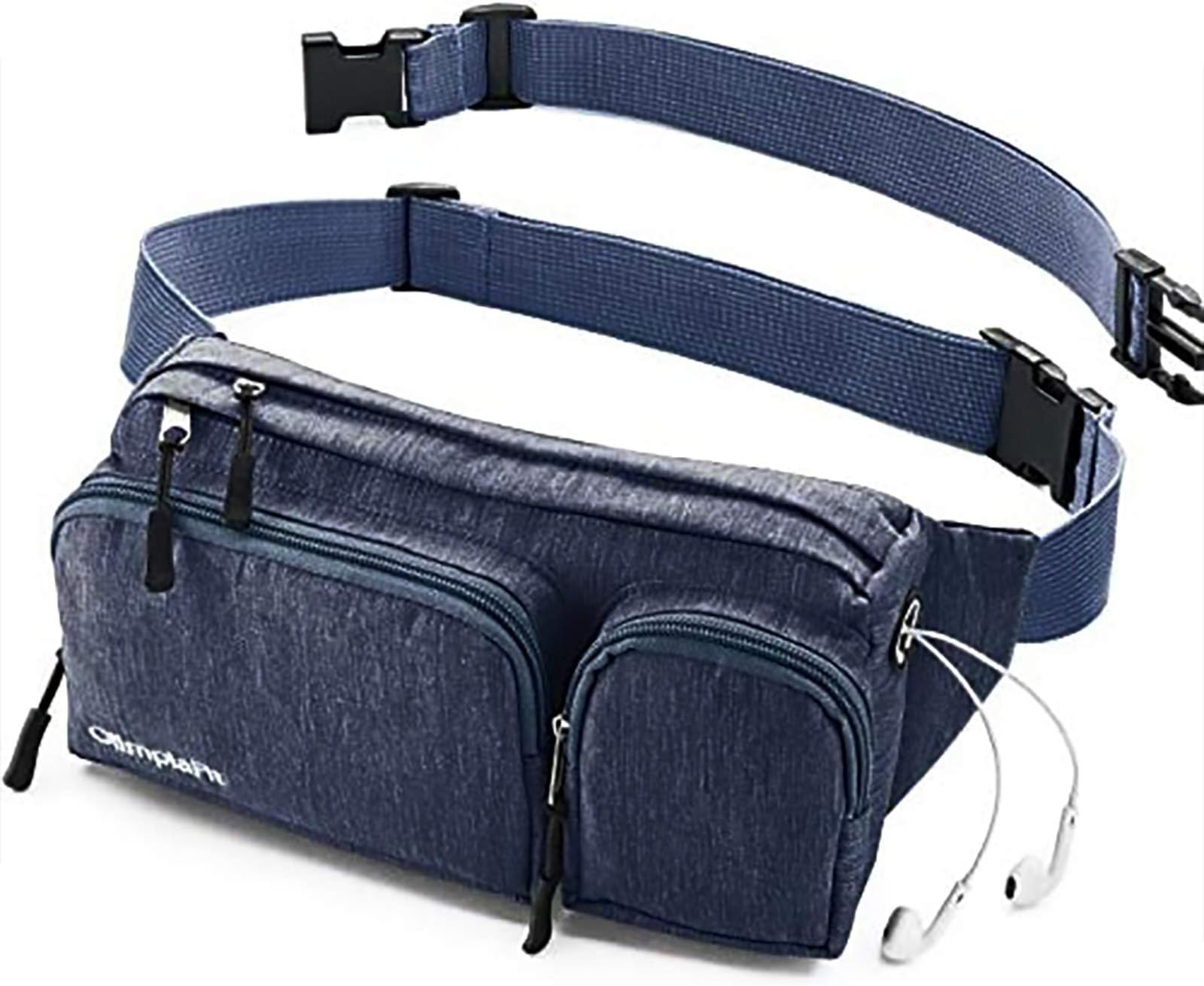 Fanny Pack For Women & Men Cute Waist Bag - Hiking Travel Camp Running - Headphone Hole, Money Belt with 6 Pockets, Strap Extension - Easy Carry Any Phone, Passport, Wallet - Water Resistant Holder