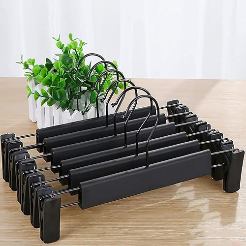 Miniatura 8 de NORTHERN BROTHERS Paquete de 50 perchas negras para pantalones, perchas para ropa y pantalones con clips, perchas para faldas para mujeres, perchas