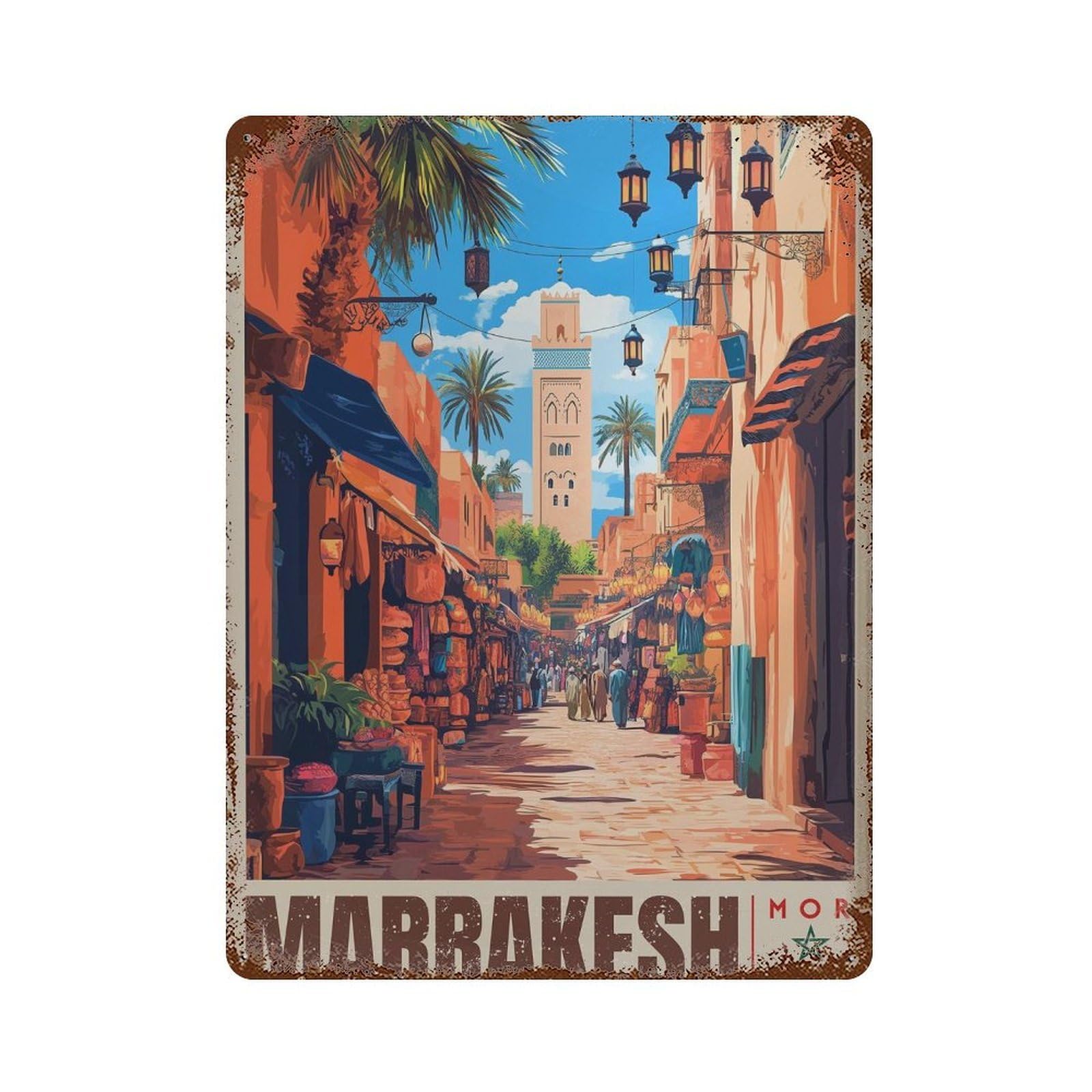 xiaoxiaoshen Marrakesh Travel Morocco Wall Decor Art Metal Tin Poster Modern Home Decor Art Home Bar Shop Decorations Vintage Sign 40x30cm
