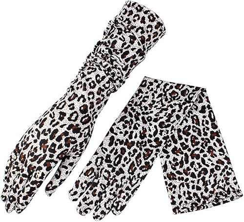 Guantes con estampado animal de leopardo hasta el codo de Spandex - Diseños de cebra y guepardo
