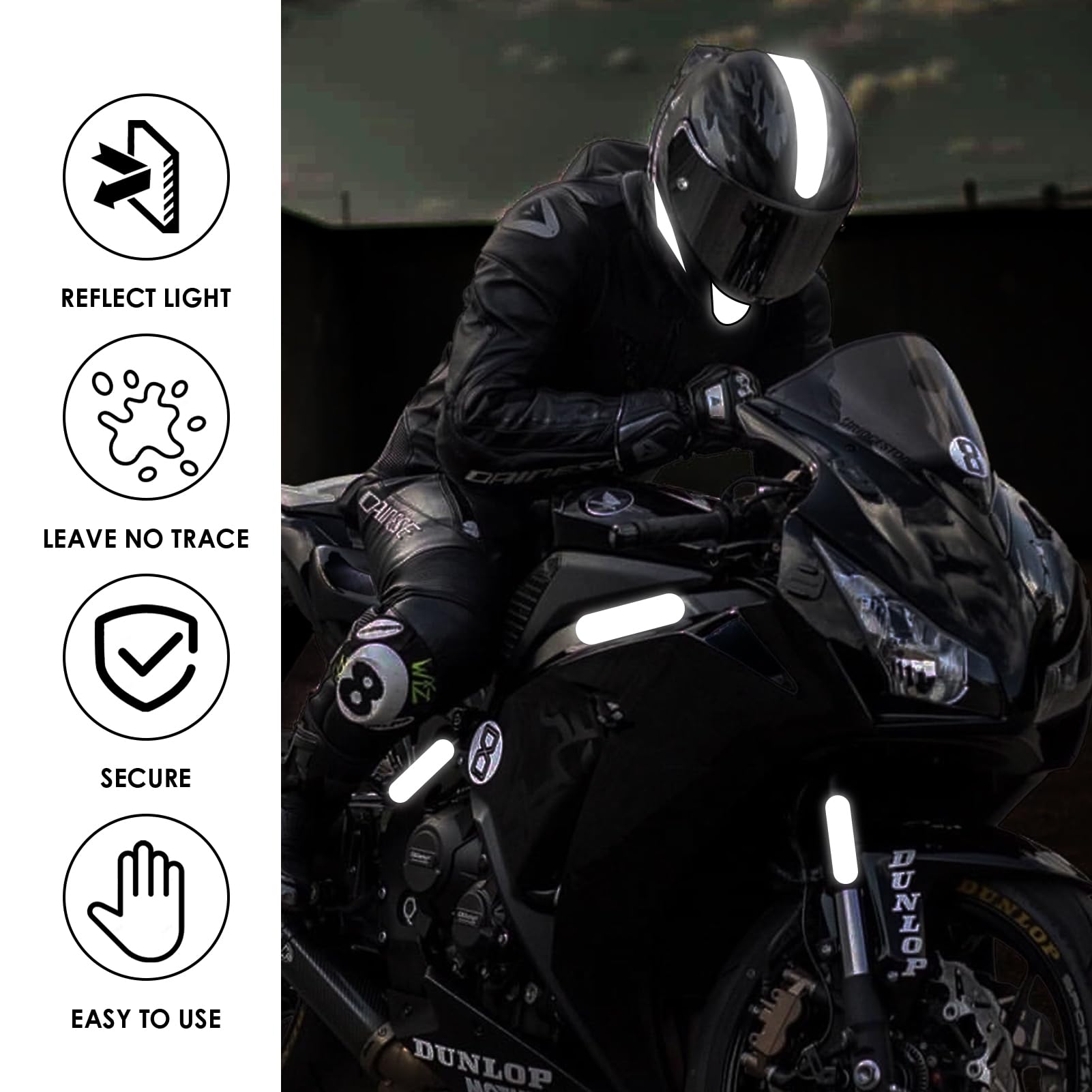 Motorhelm reflecterende plakstrips - 2 stuks Is dit de aanpassing die