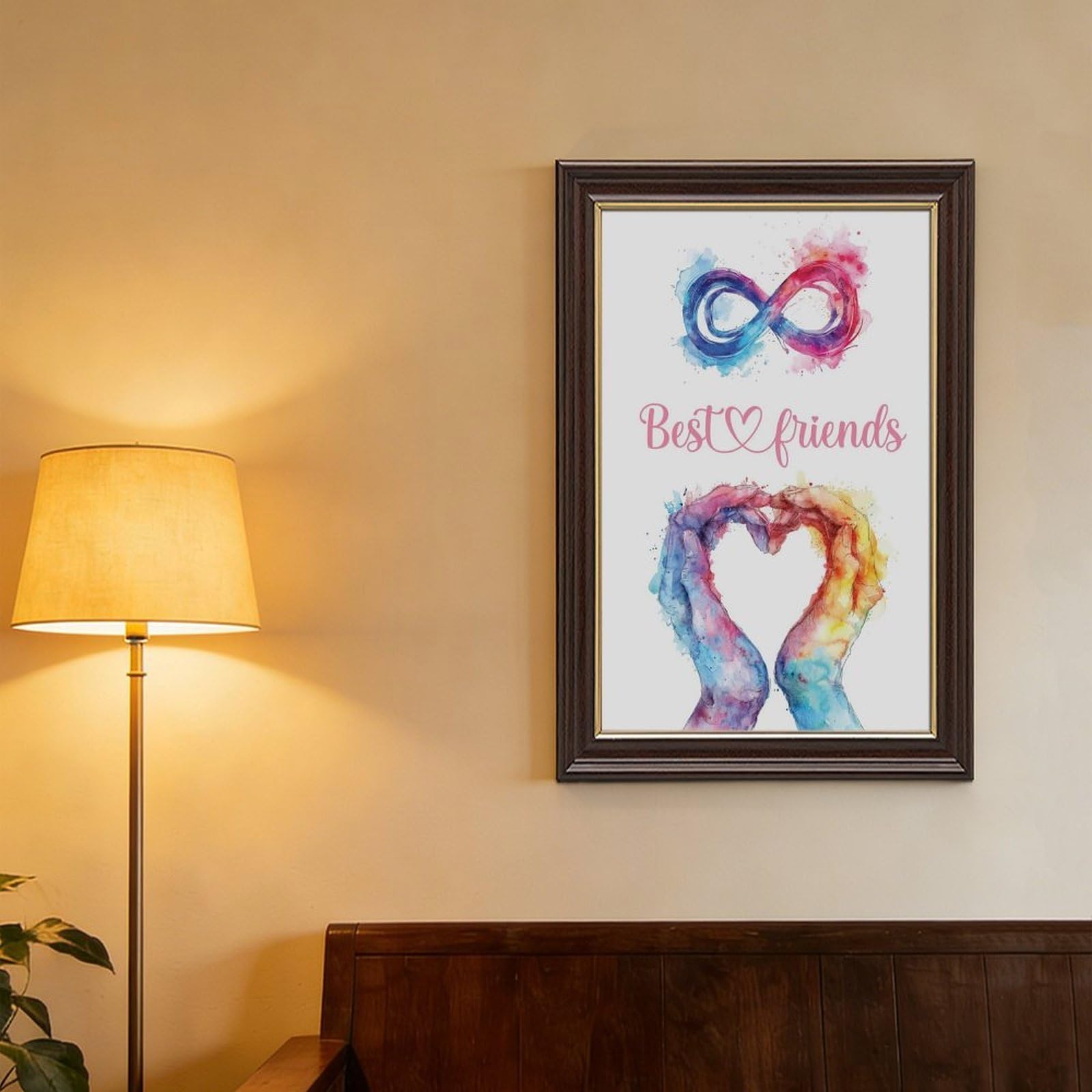 Acquerello Cuore Pittura Tema di Amicizia Infinita Tela Poster Camera Da Letto Decorazione Paesaggio Ufficio Camera Decorazione Regalo 61 cm L X 91,4 cm W