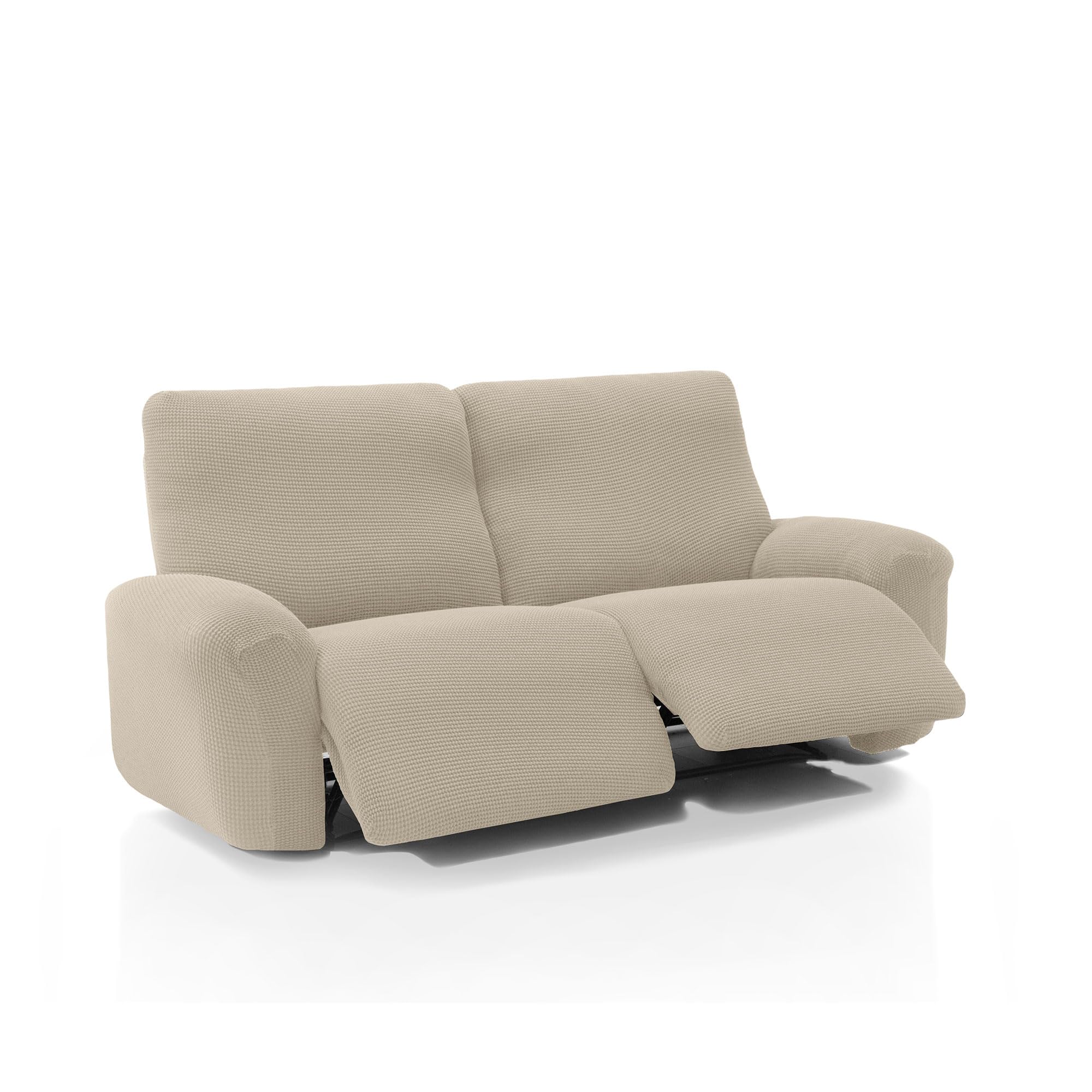 FAVERTI® Funda Super Elástica Sofá Relax Pies Juntos Reclinable Tres Plazas Dos Pies de 200 a 270cm | Modelo NOVELE | Beige | Protector sofá abatible de Calidad Tejido Jacquard Tacto algodón OEKO-TEX STANDARD 100