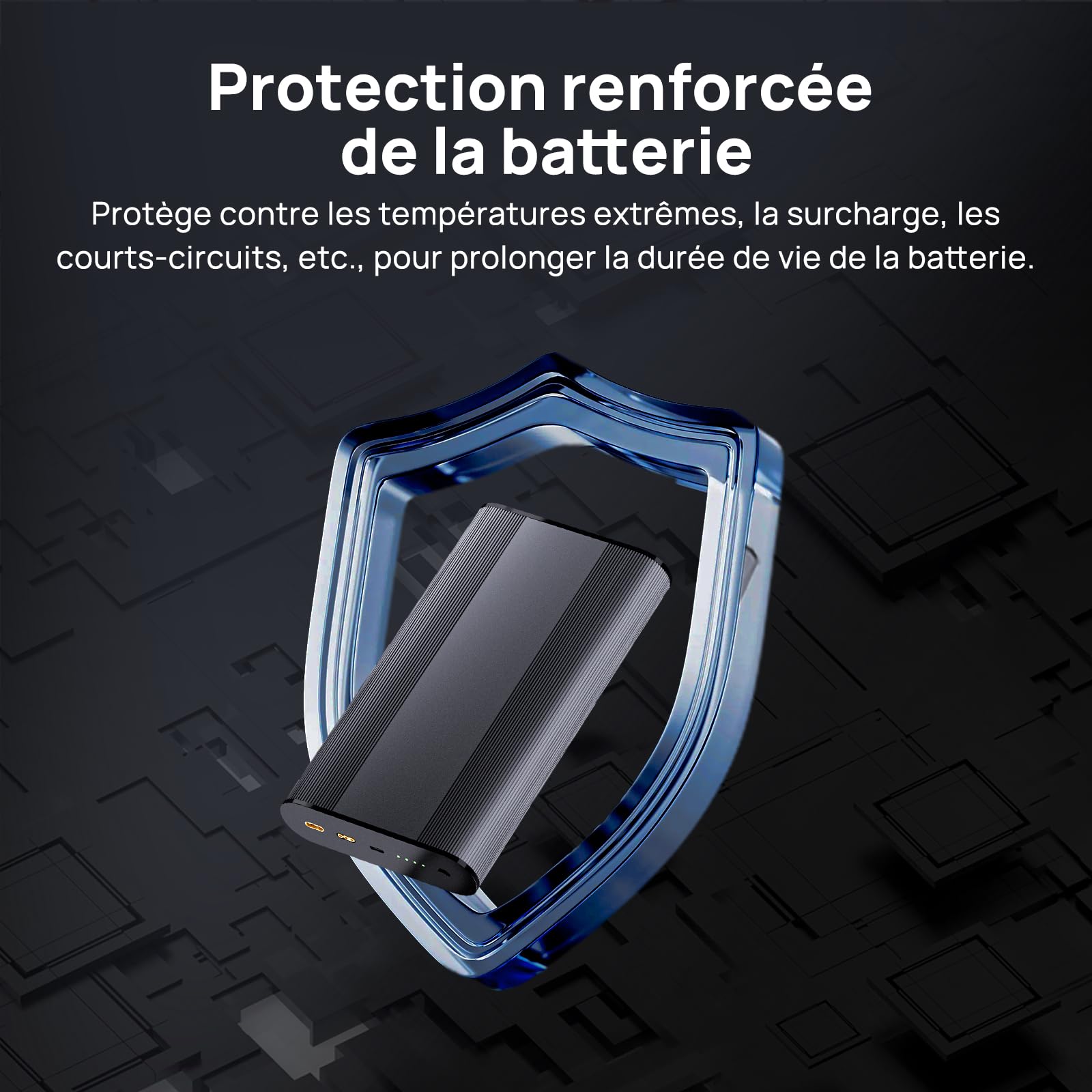 70mai Dashcam BL96NNX, bloc d'alimentation de rechange LiFePO4 96 Wh avec mode stationnement jusqu'à 30 heures, équipé d'une protection basse tension, XT30 + sortie USB-C, 7 protections BMS (charge de