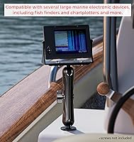 Vista 5 de Soporte de buscador de peces de aleación de aluminio con placa rectangular de bola de 1.5 pulgadas y base redonda, brazo largo de 9.1 pulgadas