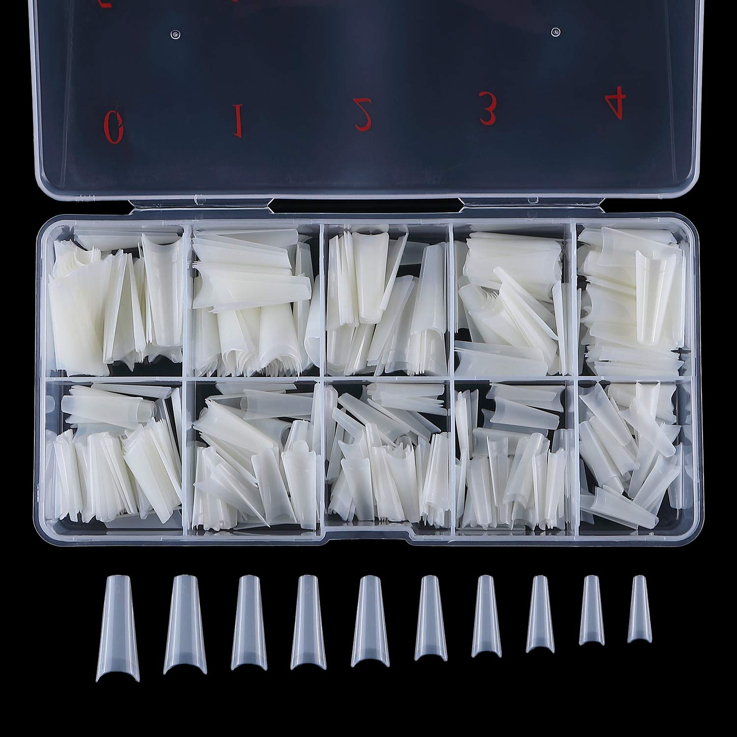 500pcs French Nail Tips Cowboy Flat Head False Acrylic Nails Coffin Nail Art Tips For Decoration Nails Salon (Natural With Box)