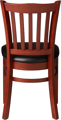 Miniatura 5 de Flash Muebles 4Pk Hercules Series Vertical Slat Volver Madera de Nogal restauranteSilla Asiento de vinilo negro