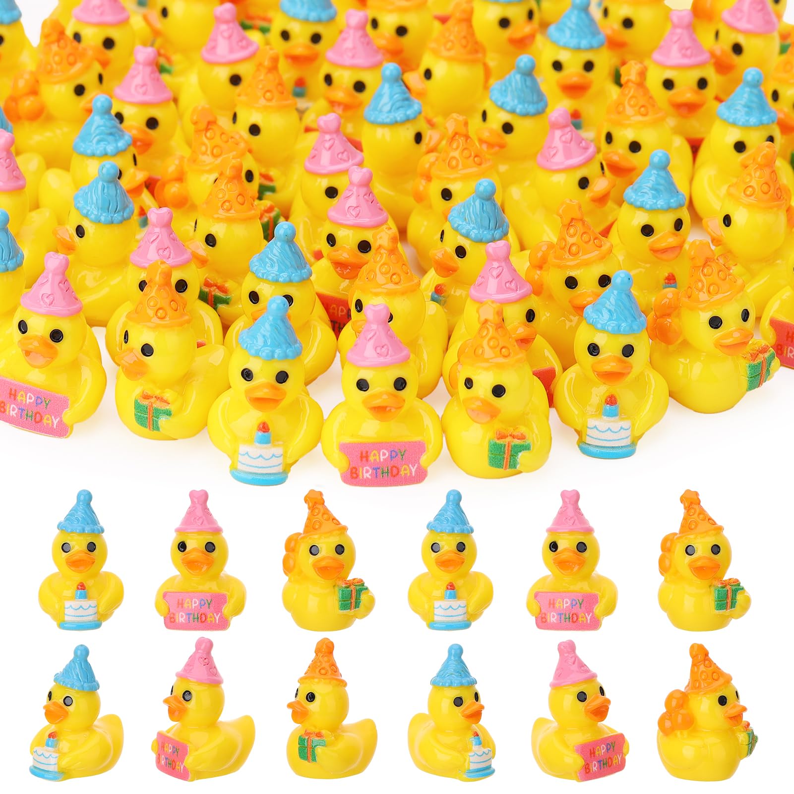 GGSTDDUP 60 Pcs Birthday Ducks Toy Figures, Mini Resin Ducks Bulk — image 1