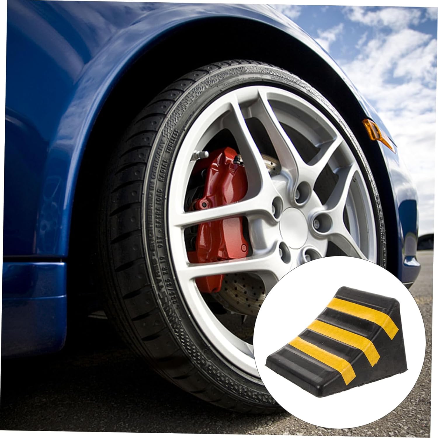 Wheels Tire Ramp Chock for Travel Trailers Heavy-Duty Rubber Wheel Stopper for Cars and Trucks Portable Slip Tire Immobilizers for Safe Repairs and Leveling