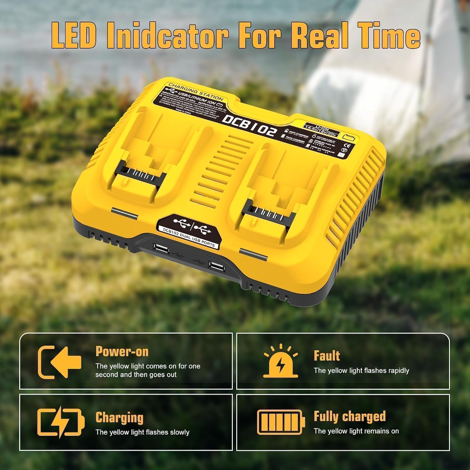 2X 18V Repuesto para Dewalt Batería +3A Cargador Compatible con Dewalt Batería DCB200 DCB180 DCB181 DCB182 DCB184 DCB185 DCB201 DCB204 (Naranja)