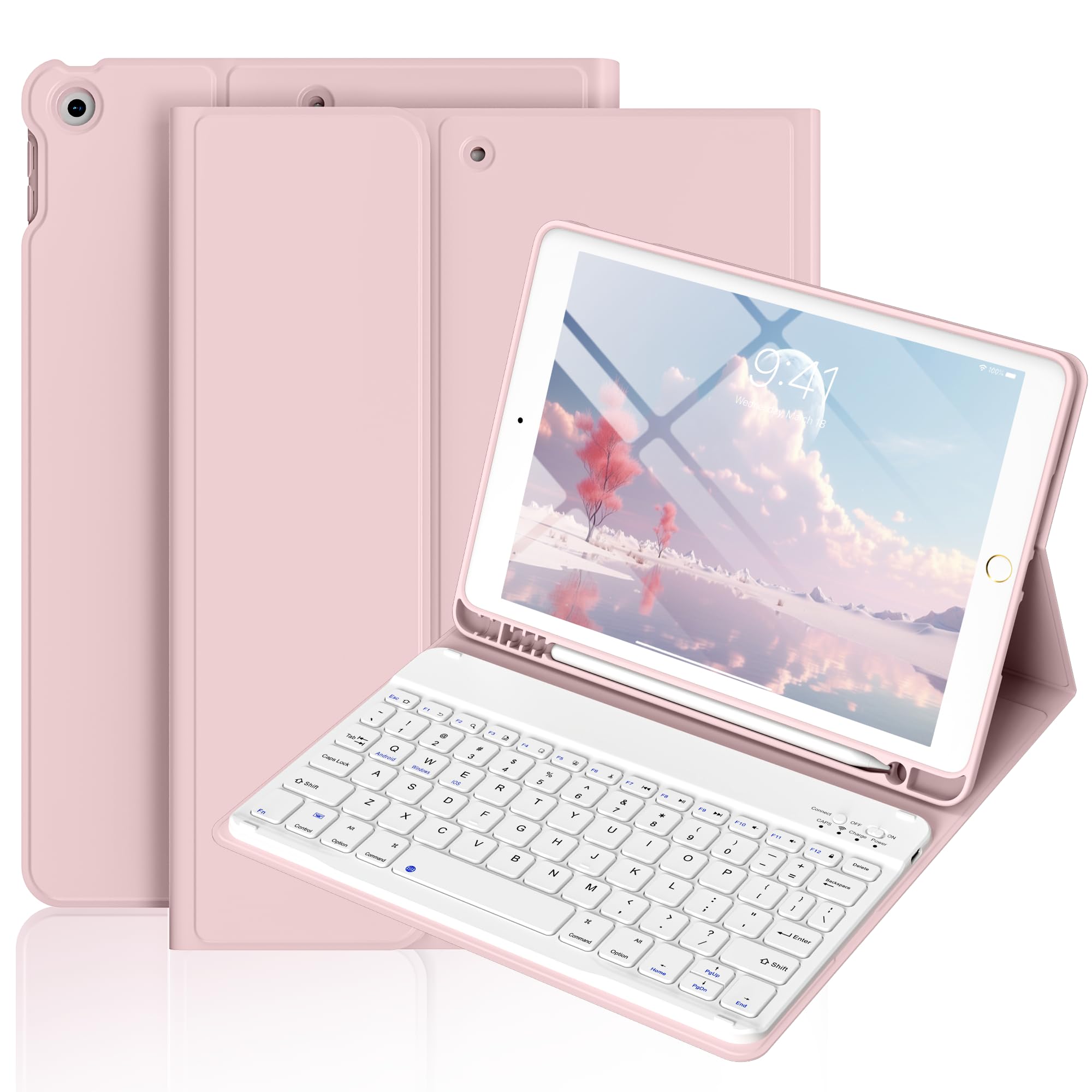 BQDIYOO Case with Keyboard Available in Multiple Styles and Colors Keyboard Case for iPad 9th/8th/7th Generation(2021/2020/2019), 10.2 inch iPad 9/8/7