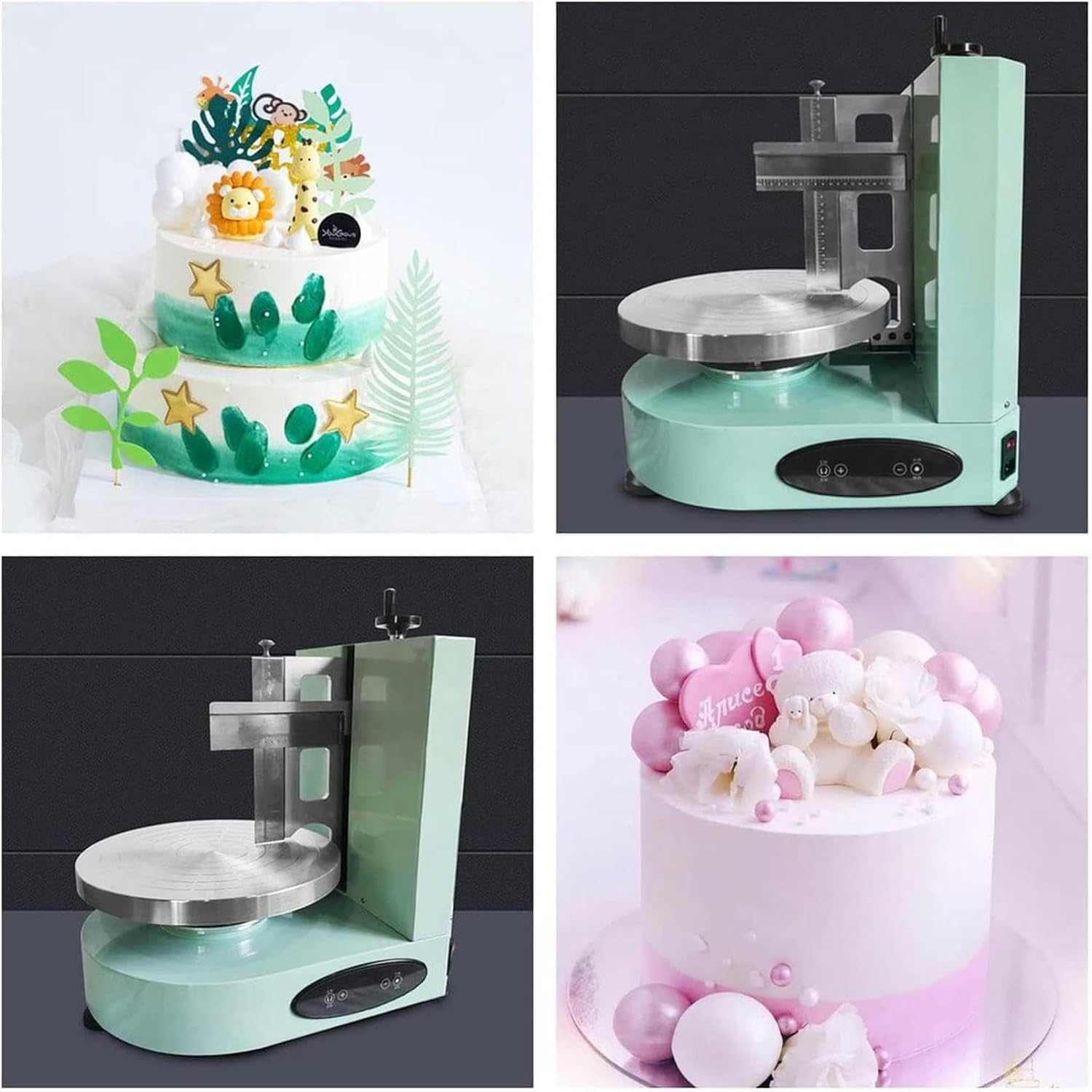 Automatic Cake Turntable and Leveler Cake Decorating Supplies Kit -Baking Tools Birthday Cake Icing Machine Cake Smoothing Coating Machine Can Make 4-12 inch Cake,Green