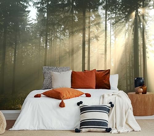 Miniatura 26 de Papel tapiz mural vintage de bosque Papel tapiz gris de árboles del bosque Mural de arte grande para pared para dormitorio y sala de estar (No