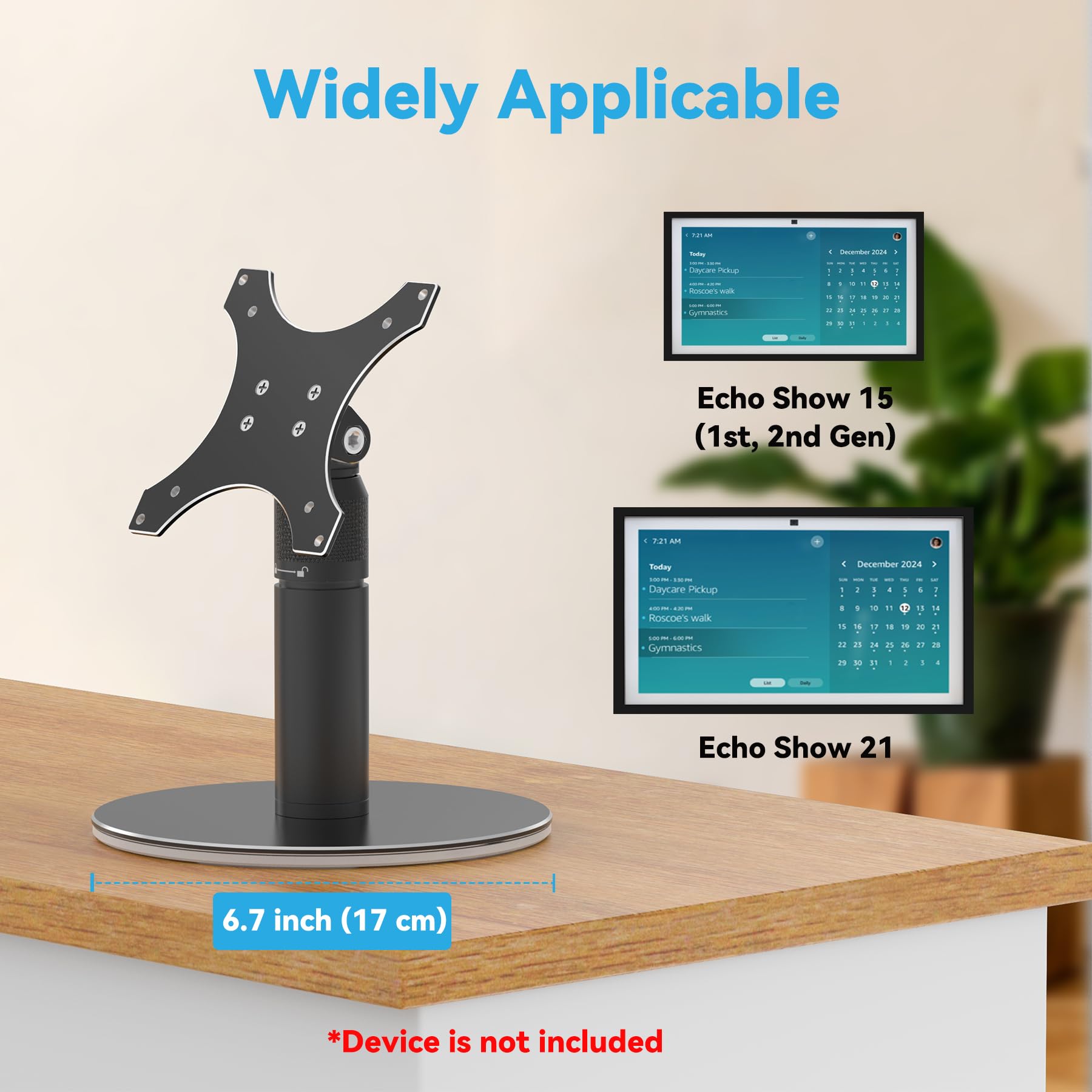 Almoz Supporto da scrivania per Echo Show 21, Echo Show 15 (tutte le generazioni), solleva fino a 24,1 cm dalla scrivania, supporto inclinabile e girevole per Alexa Echo Show 21, senza attrezzi,