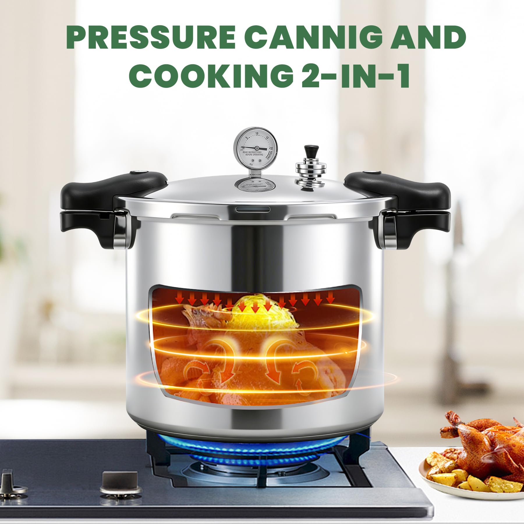 Huanyu Autocuiseur de 22 litres avec poids de pression (5-10-15 PSI) et base en alliage, compatible avec les autocuiseurs multifonctions à induction et les autocuiseurs traditionnels