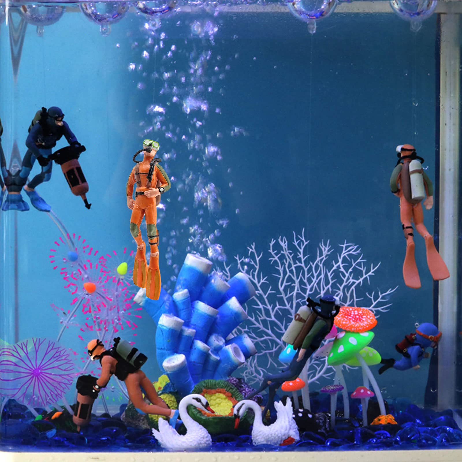 Sxett Aquarium Harz Ornamente Schwimmenden Taucher Dekorationen Fisch Für Zubehör Landschaft Dekor X 1,6 Zoll