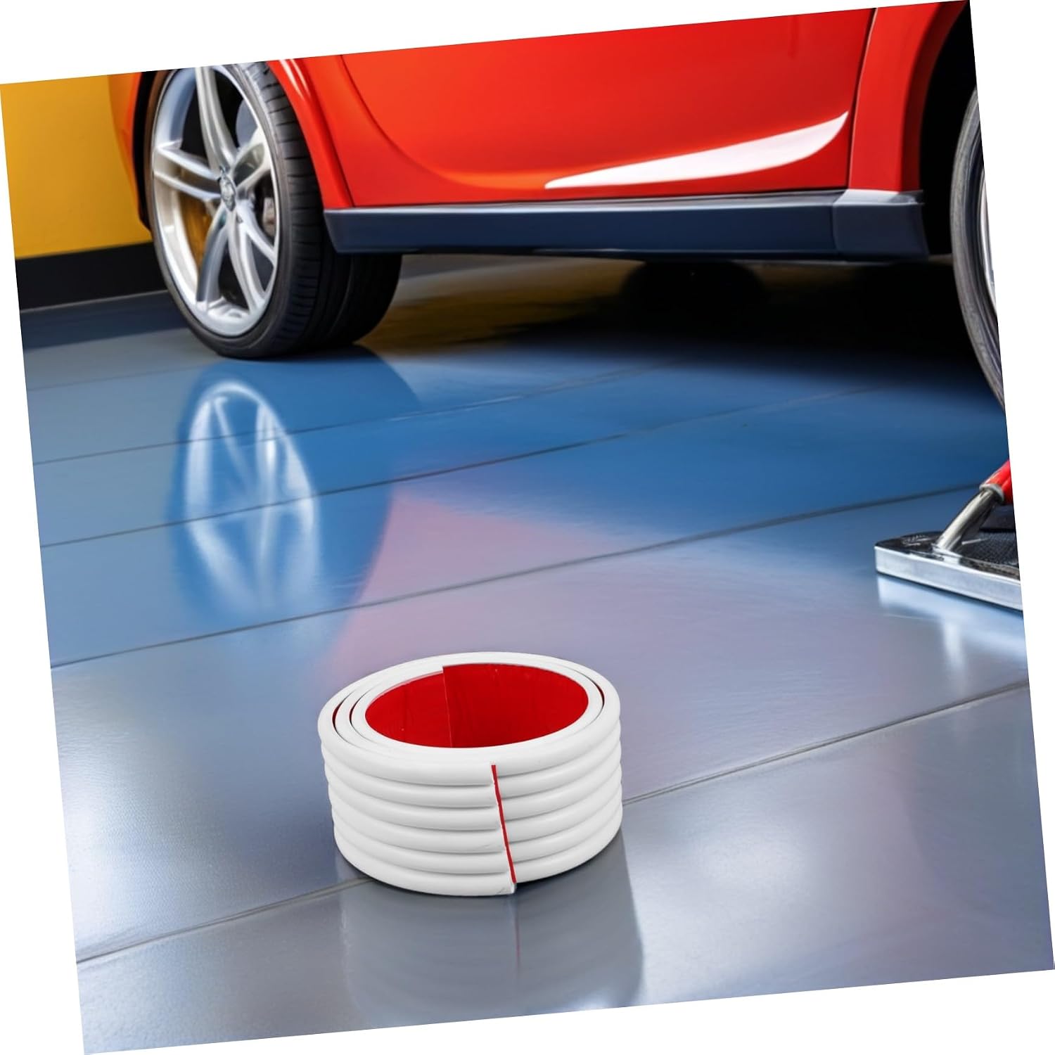 Garage Wall Protector Strip with Self-Adhesive Rubber Bumper, White 39.4x2.7 Inch, Anti-Collision Guard for Car Doors and Garage Pillars, Wall Impact Protection for Parking