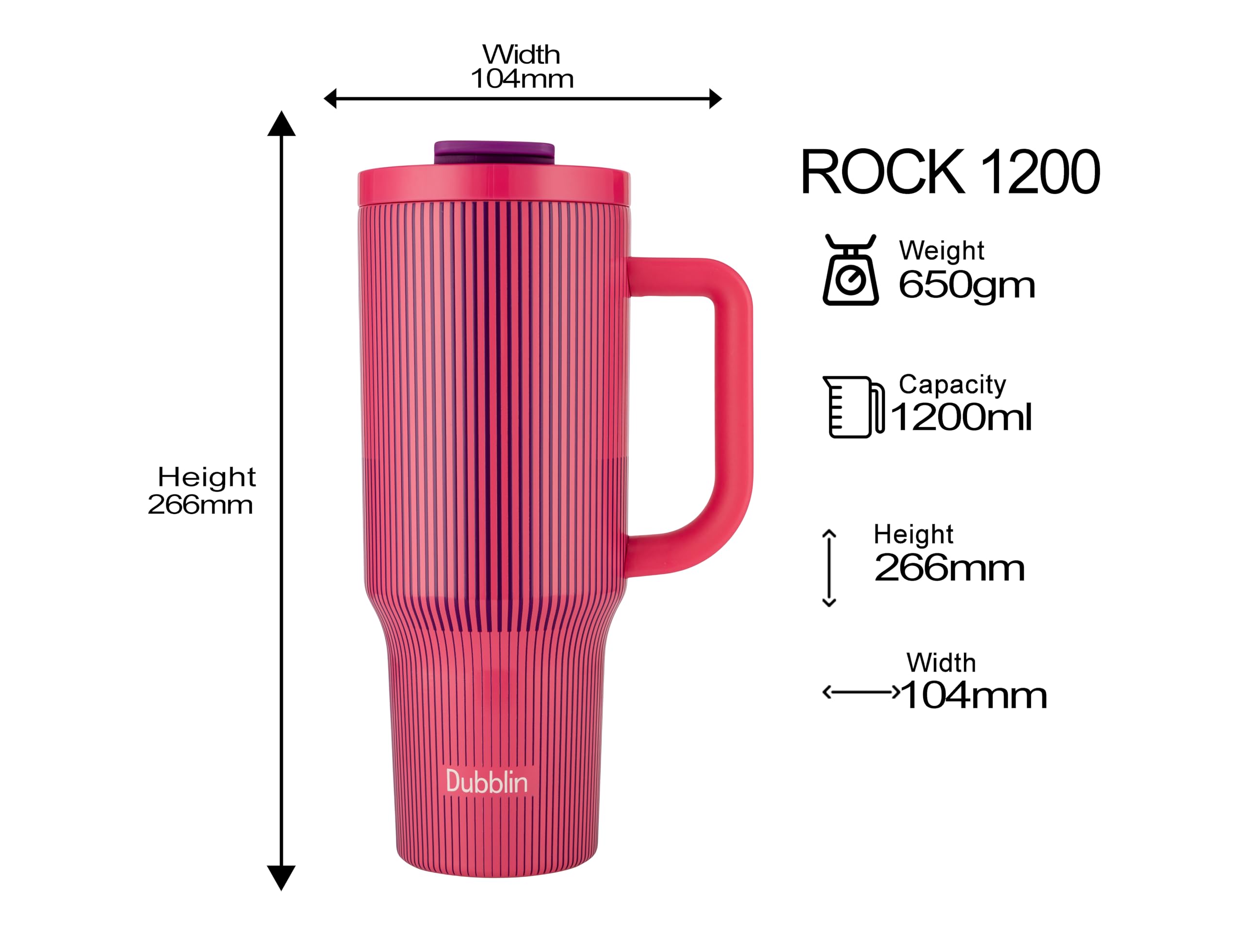 Dublin Rock Water Bottle - Insulated Stainless Steel -3