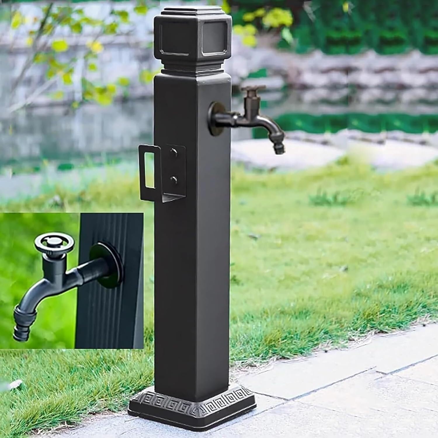 HGOuhK Water Tap Fountain Hydrant Freestanding Outdoor Garden Water Column with Double Faucet - Vertical Watering Post for Patio Irrigation