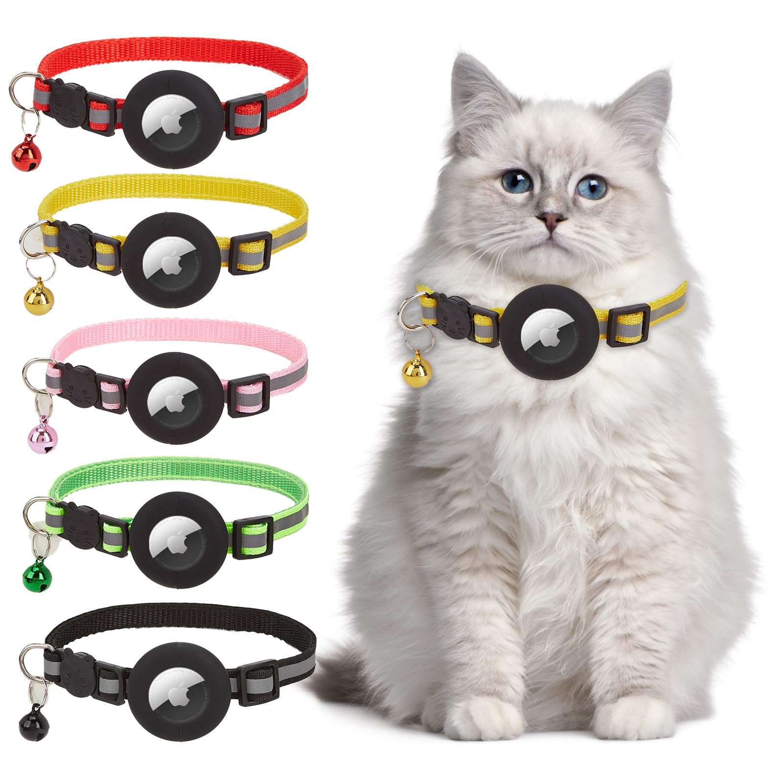 HOMEBASICS Airtag gps追跡装置 猫首輪 エアタグ 猫 gpsタグ 首輪 猫の首輪 おしゃれ 猫くびわ 鈴付き 人気 可愛い 猫用gps付き首輪 セーフティバックル 頑丈 耐用 軽量 サイズ調節可能 光反射 紛失防止 猫用首輪 ペット gps 子猫 ネコ ご注意：本商品にはエアタグは付属しておりませんため、別途ご購入いただきますようお願い申し上げます。 (イエーロ)