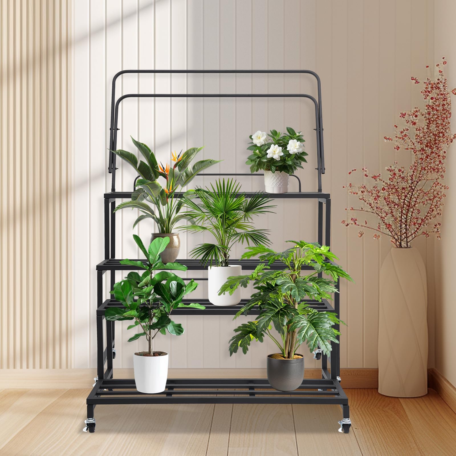 2-stufiger Pflanzentreppe Blumenständer Metall, Multifunktionales Pflanzenregal mit großer Kapazität Pflanzenständer, Blumenbank Blumentreppe für Outdoor Indoor Balkon Garten