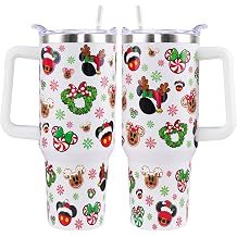 40oz Christmas Tumbler with Handle,Cartoon Mouse Coffee Cups with Lid and Straw,Stainless Steel Insulated Travel Mouse Mug,Xmas gifts for women & men