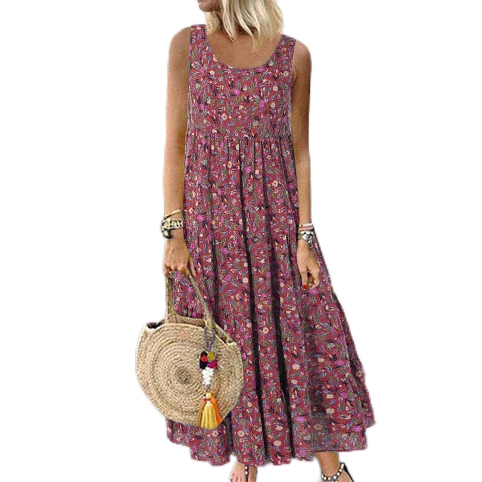 Cotton Shirred Dress Linen Dresses Summer Beachwear Curvy Coverups Loose Outfit Smocked Clothes Going Out Wear Hawaiian Cover Up Empire Line Clothing Flattering Co Ord Wine XXL