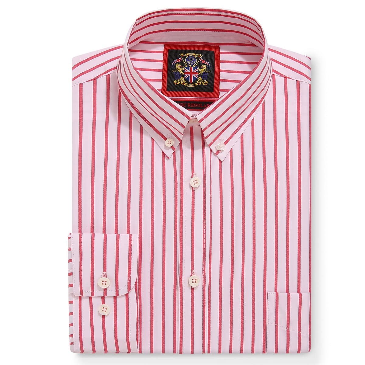 Janeo British Apparel Nos Tibi Serviat Uk Co Men's Warming Red The Elizabeth White Stripe Oxford Shirt For ,Button Down Collar Work Office Or Casual Shirts,By Janeo British Apparel. (, Xl)