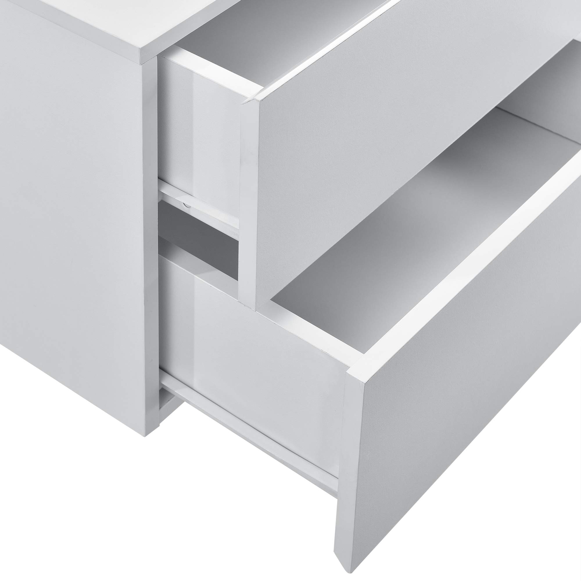 [en.casa] Mesa de Noche Flotante Ampfing con 2 Cajones Mesita de Noche Auxiliar Suspendida Dormitorio Recibidor Salón 40 x 29 x 30 cm - Blanco