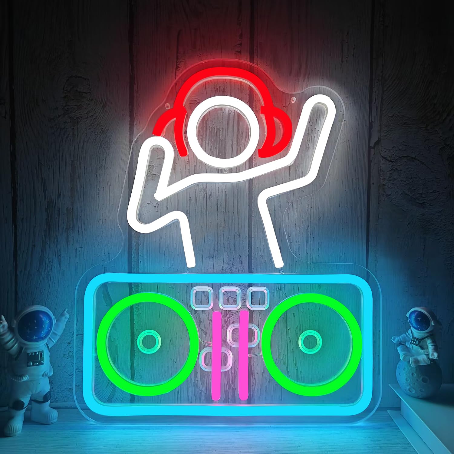 DJ-Neonschild, dimmbar, DJ-Player, LED-Schilder für Schlafzimmer, Wand, Musik, beleuchtetes Schild für Bar, Studio, Keller, Männerhöhle, LED-Wanddekoration, coole DJ-Geschenke