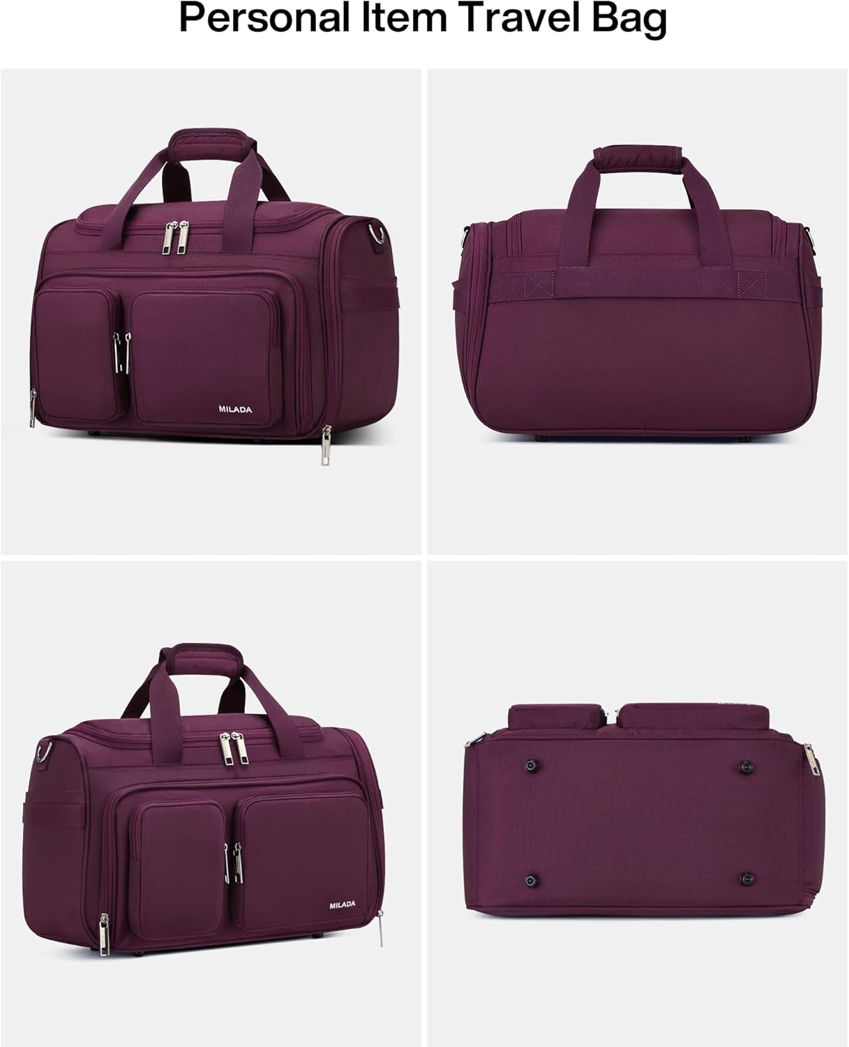 MILADA Underseat Carry On Luggage Bags for Travel Lightweight Foldable Carry On Bags for Airplanes Small Duffle Bag for Men Women TSA Approved Underseat Bag Travel Tote Bags, Purple - Image 9