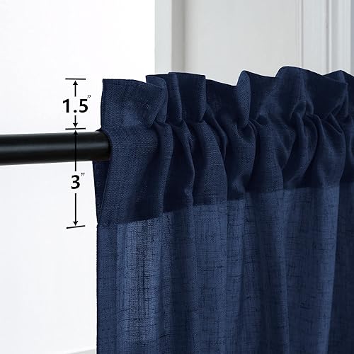 Miniatura 8 de Mrs.Naturall Cortinas azul marino de 90 pulgadas de largo para sala de estar, juego de 2 paneles con bolsillo para barra, cortinas reductoras de