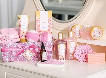 Spa Luxetique Spa Bath Gift Sets,12pcs Rose Luxury Bath Sets for Women Gifts with Bubble Bath,Body Lotion,Hand Cream,Womens Birthday Gift Sets, Mothers Day Gift for Women,Mum, Valentines Gifts for Her