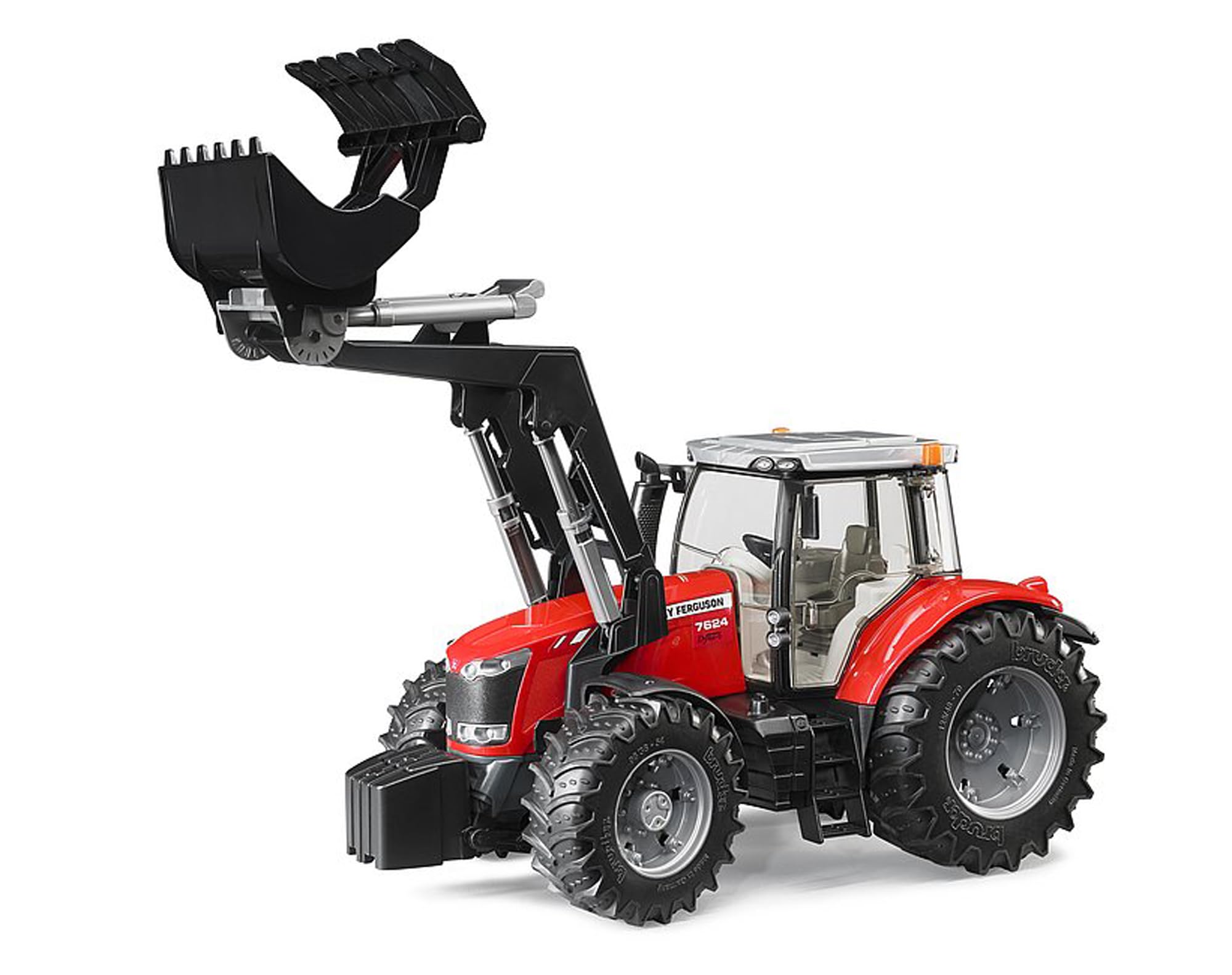 bruder 03047 - Massey Ferguson 7624 z ładowaczem czołowym | Ciągnik na farmę, do rolnictwa, zabawka dla dzieci od 3 lat, skala 1:16