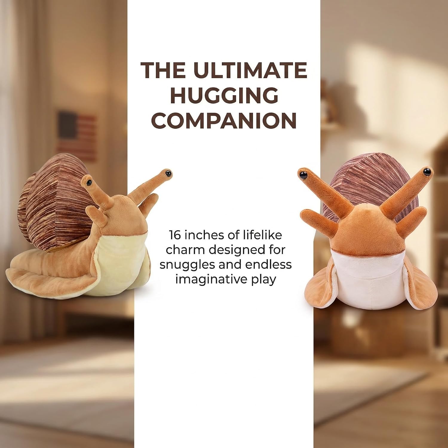 ZHONGXIN MADE Snail Plush - Lifelike Soft Snail Stuffed Animal Plush Toy, 16 inch, Realistic Gift for Kids