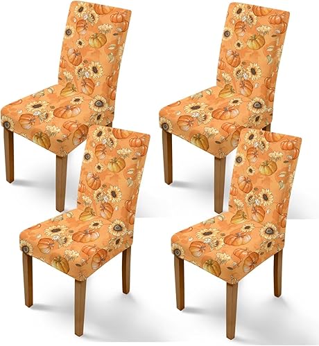 Miniatura 30 de Rnyleeg Fall Autumn Seat Covers for Dining Chairs Set of 2 Leaves Themed Stretch Dining Chair Covers Soft Comfy Chair Slipcovers for Kitchen Hoja de