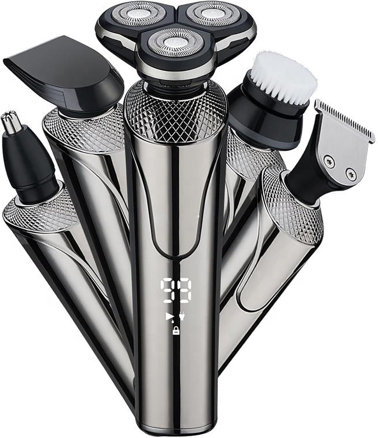 Beard Trimmer for Men, Electric Razor for Men, All in One Mens Beard Grooming Kit, Beard, Face, Nose Hair Trimmer Body Shaver, Hair Clippers Gifts for Men (Color : Silver)
