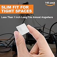 Vista 3 de Paquete de 140 soportes adhesivos para bridas de cables de 3/4 pulgadas con clips de alambre multiusos con orificio para tornillo, palo de anclaje