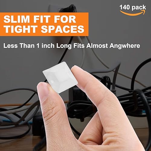 Miniatura 3 de Paquete de 140 soportes adhesivos para bridas de cables de 34 pulgadas con clips de alambre multiusos con orificio para tornillo, palo de anclaje en
