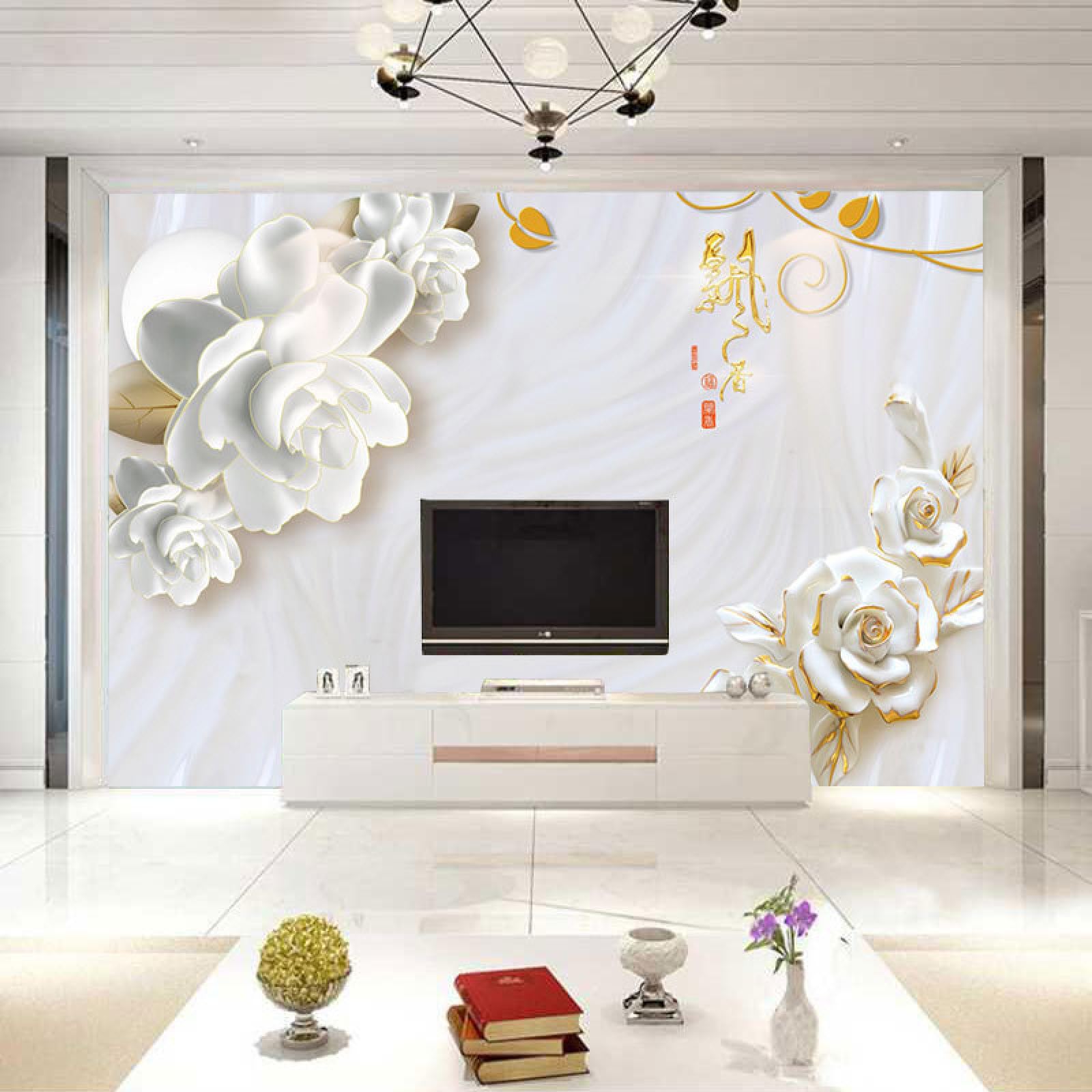 Papier peint 3D de roses gaufrées XLMING 200x140 cm pour salon et canapé