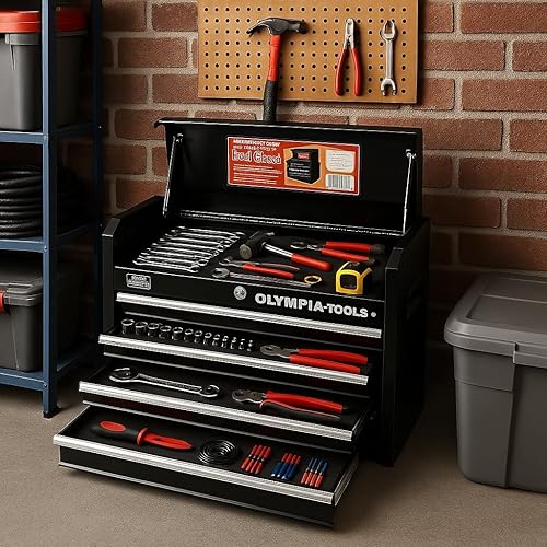 Vista 20 de Olympia Tools Gabinete de herramientas rodante de 20 pulgadas con 5 cajones, baúl de herramientas móvil con almacenamiento de bloqueo