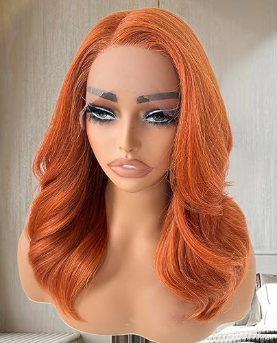 Miniatura 10 de BlackSwern Peluca de encaje frontal ombré, peluca ondulada con reflejos ombré, preestilizada, preestilizada, sin pegamento, para mujeres negras,