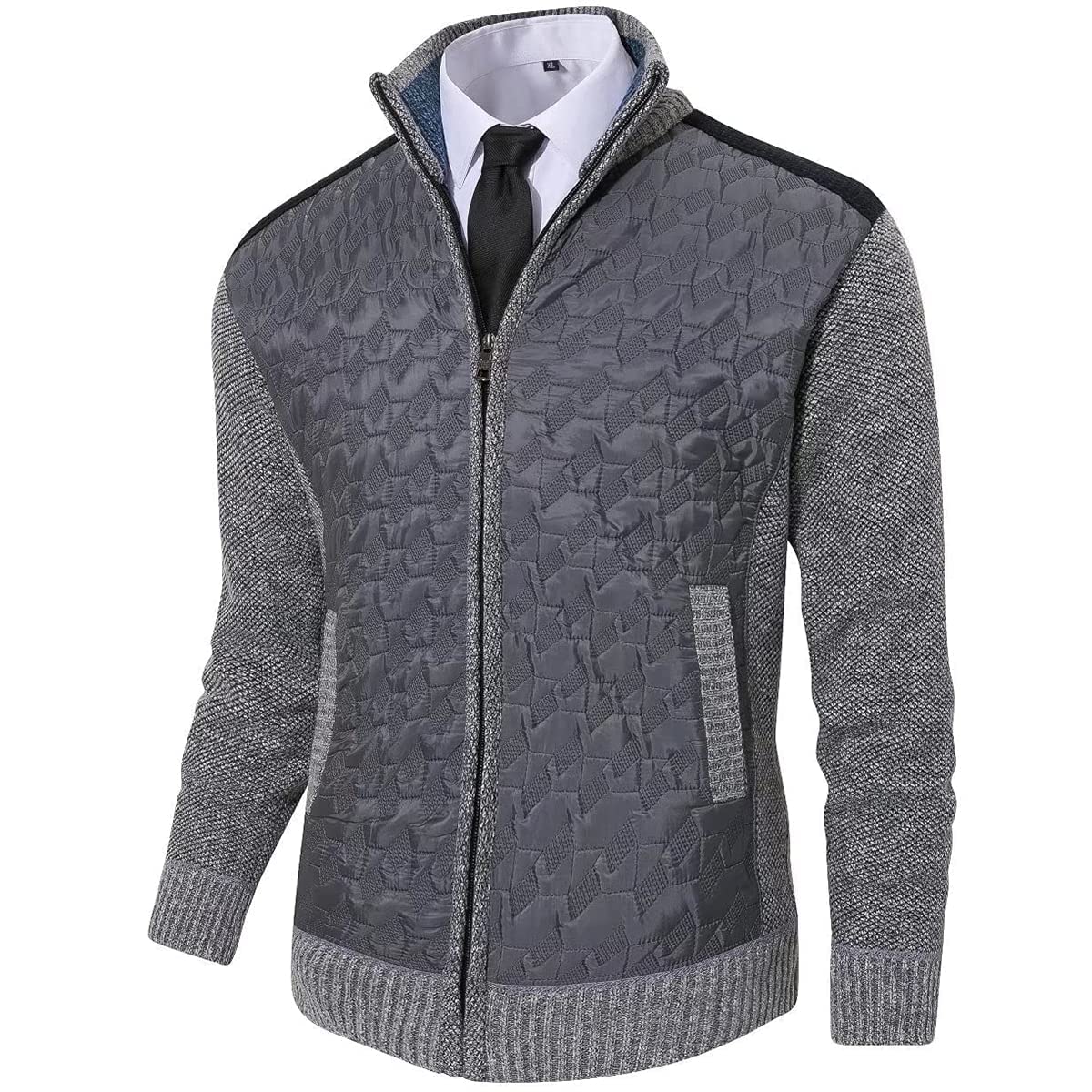 Msmsse Men's Full Zip Cardigan Sweater for Men Causal Thick Slim Fit Knitted Sweaters Jacket