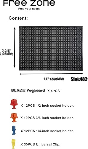Miniatura 2 de FREE ZONE - Juego de organizador de herramientas de tablero de clavijas grande de 68 piezas, caja de herramientas y almacenamiento, caja de