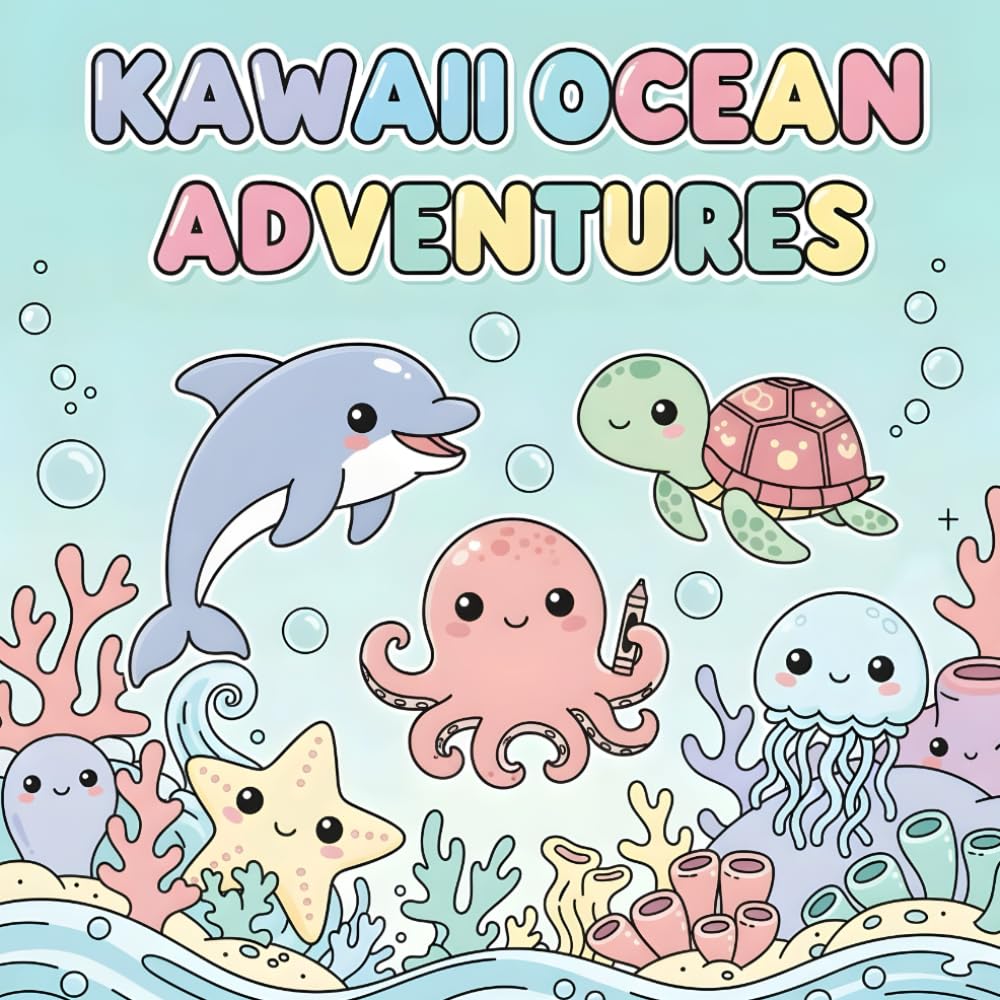 Kawaii Ocean Adventures: A Cute Sea Life Coloring Book for Kids & Beginners