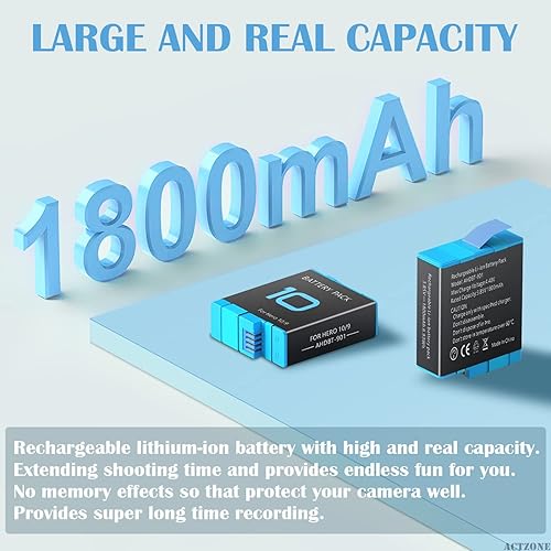 Miniatura 2 de Estación de carga de batería para GoPro Hero-9 Hero-10, paquete de 2 baterías compatibles con GoPro Hero 9 Hero 10 negro AHDBT-901 ADDBD-001